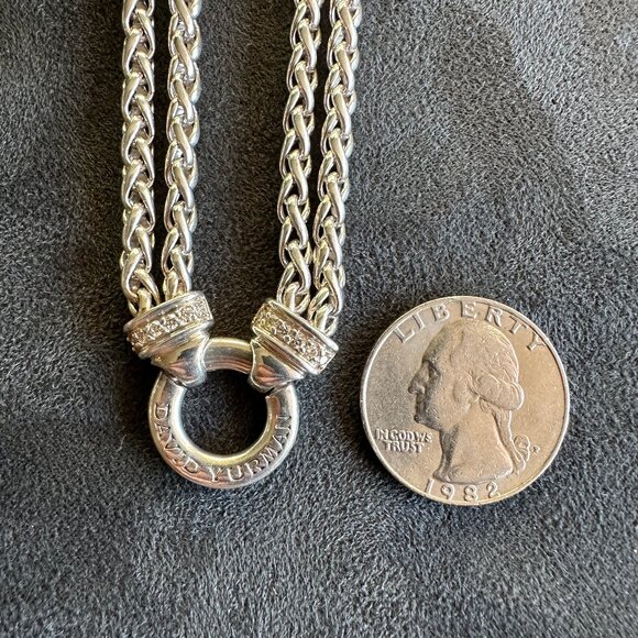 David Yurman Double Wheat Chain Diamond Necklace - 18" - Picture 12 of 15